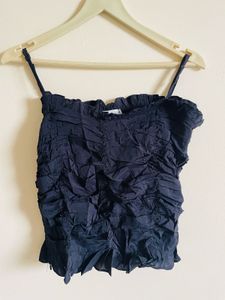 Ruched Black Tank Top