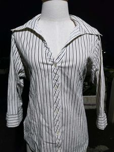Striped 3/4 Sleeve Button-Down