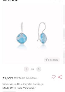💎 Giva 💎 92.5 Silver Aqua Blue Crystal Earrings