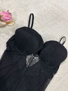 Black Lace Bustier Bodysuit