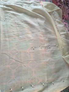 Off White Stole With Bead Work