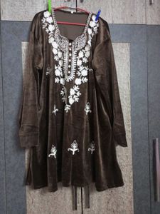 Beautiful Embroidered Velvet Kurta Set