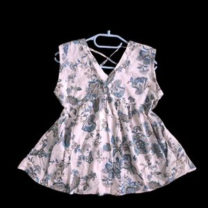 Cotton V-neck Short Kurti