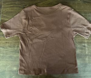 Brown Ribbed Top