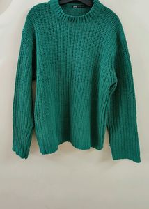 Forest Green Relaxed Crewneck Sweater