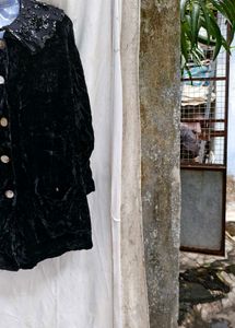 132310. Vintage Velvet Embellished Coat