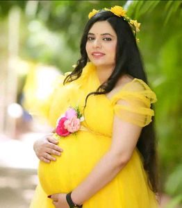 Elegant Yellow Maternity Gown