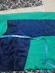 Elegant Teal Saree  Floral Details with stic