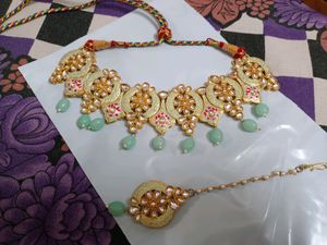 Pista Green Kundan Jewellery Set