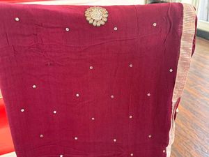 Magenta Burgundy Saree with Silver Embroidery