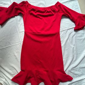Chic Red Off-Shoulder Dress
