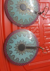 Round Magenta And Teal Earring