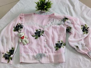 Embroidery Work Pink Top New