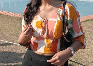 Colorful Geometric Print Top