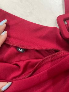 korean top red-maroon color