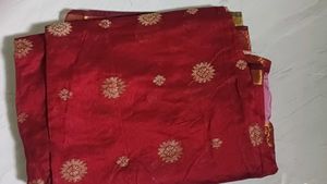 Red & Gold Floral Saree