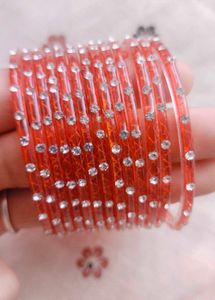 Glass Bangles In Colours:RED,PURPLE &amp; GREEN