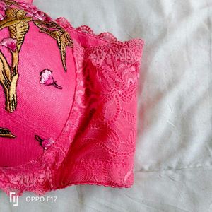 Pink Embroidery Bra