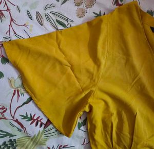 Mustard Top with Batwing Sleeves