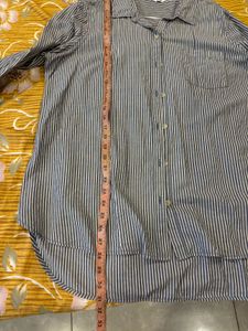 Oversized Striped Button-Down Shirt