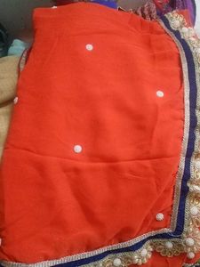 Orange Embellished Saree