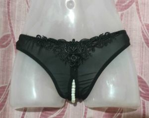 Black Lace Pearl Accent Panties