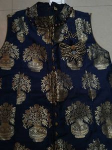 Elegant Blue &amp; Gold Maxi Dress