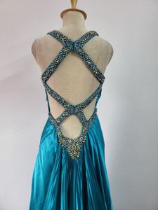 Teal Embellished Formal Gown