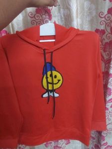 Red Hoodie With Smily Sticker