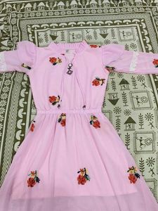 Pink Embroidered Dress