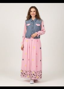 Striped Denim & Pink Dress