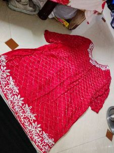 Red Embroidered Kurta Set