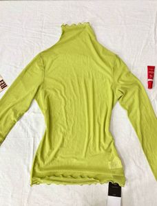 Chartreuse Sheer Long Sleeve Top