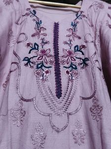 Pink Floral Embroidered Printed Silk Kurta Set