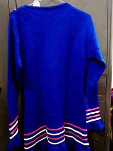 Blue Knit Dress with Details