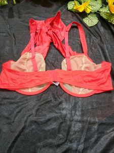 Red Satin Bra with Bow Detail
