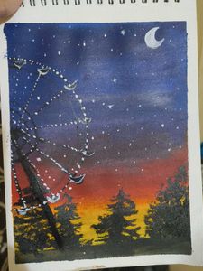 Ferris Wheel Night Painting