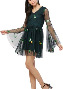 Floral Embroidered Tulle Dress