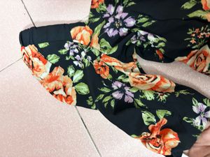 Black Floral Midi Dress Aesthetic New