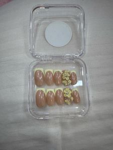 Butter Yellow French Tip Nails With 3d Flower Nail