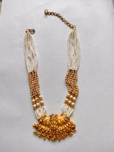 Gold Plated Pearl Necklace Set With Earrings (Sita