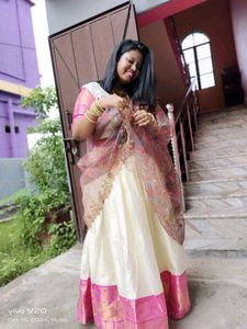 Pink And White Colour Lehenga
