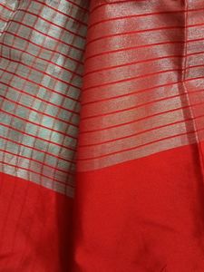 Red and White Checked Saree