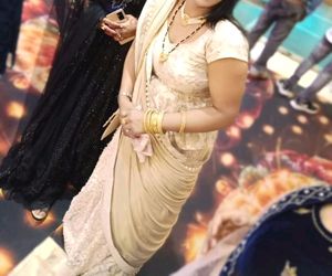 Lehenga Saree Golden And Cream