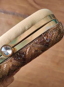 Gold Zigzag Handembroidered Clutch- Factory Reject
