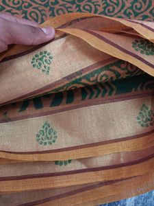 Green With Yellow Border Saree ❤️