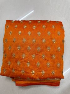 Women Orange Embellished Saree