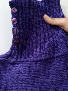 Purple Turtleneck Sleeveless Top