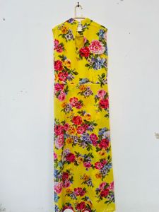 Yellow Floral Print Maxi Dress