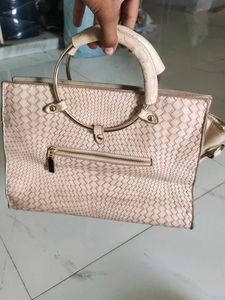 Woven Tote Bag with Metal Handle